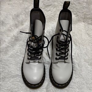 Dr. Martens White Combat Boots with Black Laces